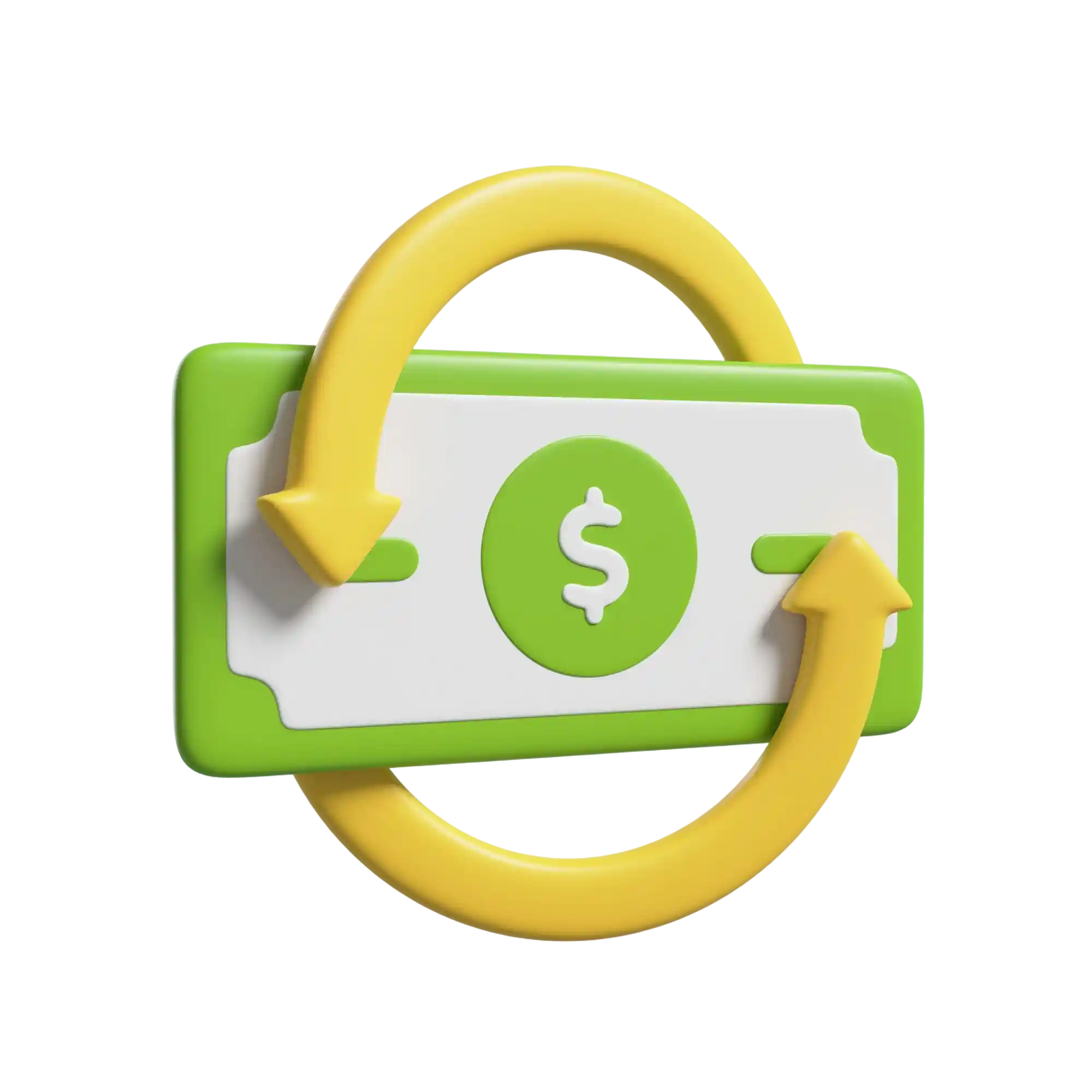 Toy money clip with dollar sign and arrows on a white background