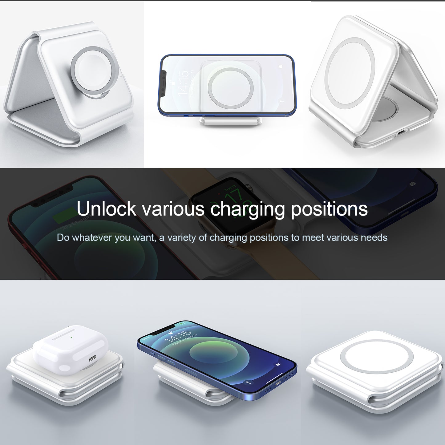 3-in-1 MagSafe wireless charger White