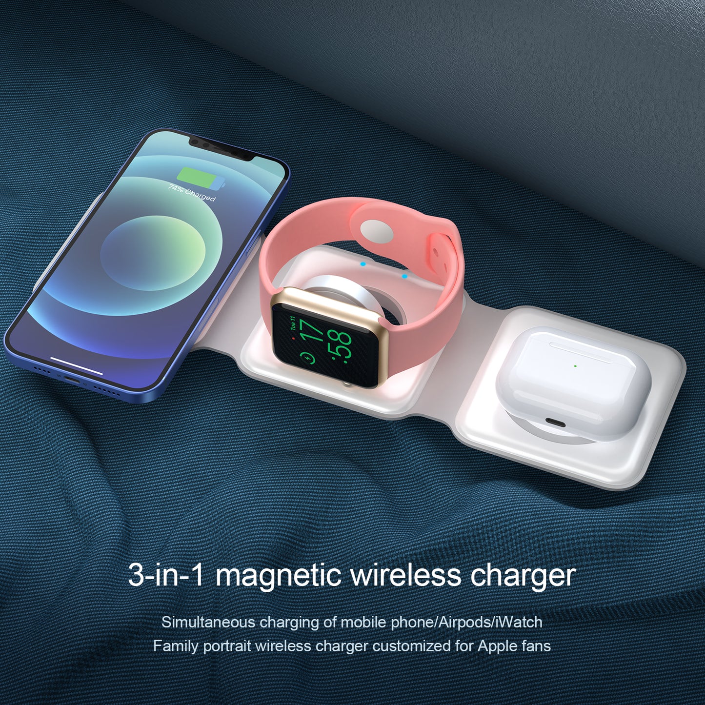 3-in-1 MagSafe wireless charger White